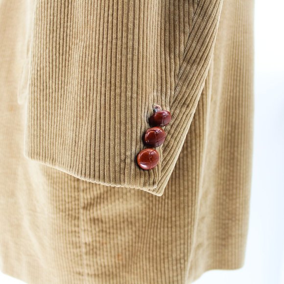 Brooks Brothers Tan Corduroy Blazer 48 Sport Coat Knot Buttons Notch Lapel Vtg - Picture 5 of 16